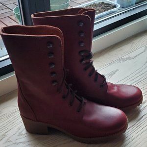 J. Crew Red Leather Lace Up Boots